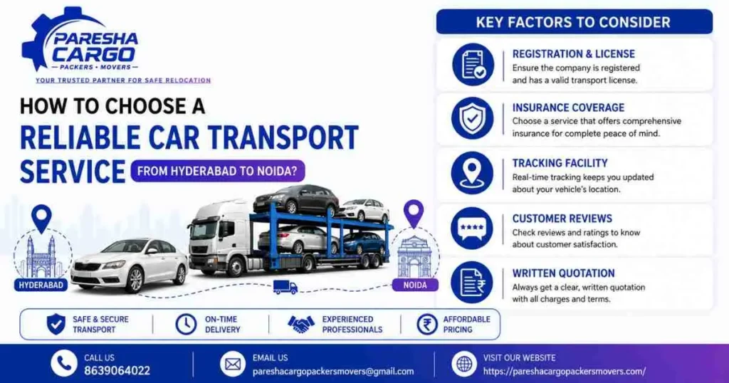 How to choose a reliable car transport service from Hyderabad to Noida